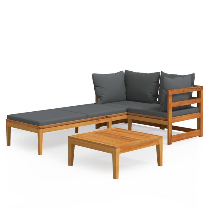 Set mobilier grădină cu perne gri închis, 3 piese, lemn acacia - WALTI WALTI