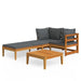 Set mobilier grădină cu perne gri închis, 3 piese, lemn acacia - WALTI WALTI