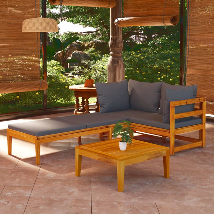 Set mobilier grădină cu perne gri închis, 3 piese, lemn acacia - WALTI WALTI