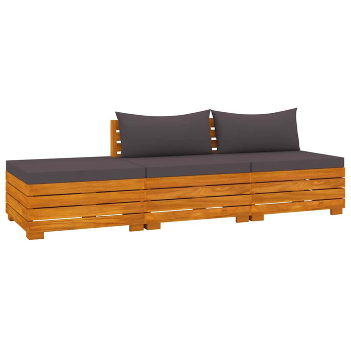 Set mobilier de grădină cu perne, 3 piese, lemn masiv acacia WALTI