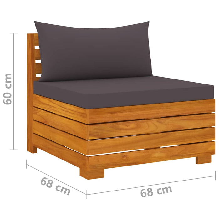 Set mobilier de grădină cu perne, 3 piese, lemn masiv acacia WALTI