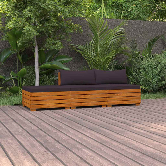 Set mobilier de grădină cu perne, 3 piese, lemn masiv acacia WALTI