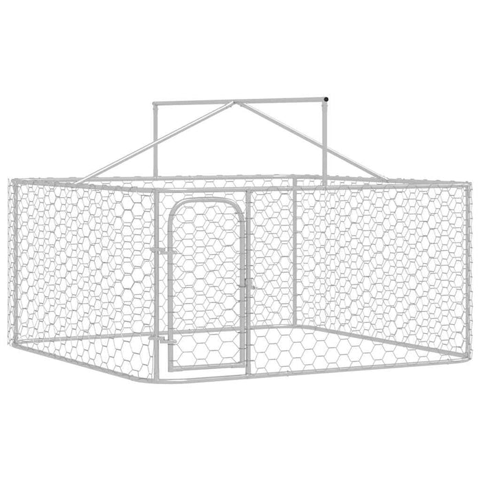 Țarc / Padoc pentru câini de exterior, cu acoperiș rezistent, 200 x 200 x 150 cm, argintiu WALTI