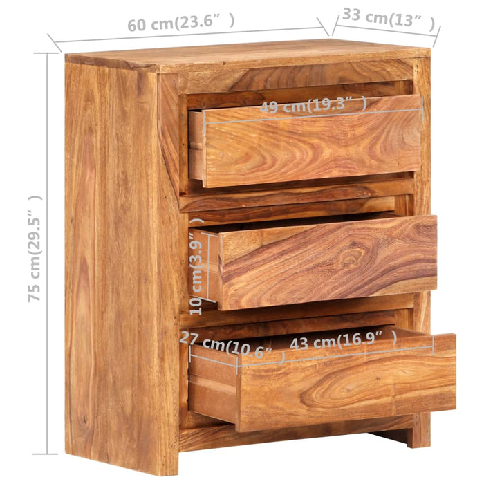 Dulap cu sertar 60x33x75 cm, lemn masiv de acacia WALTI