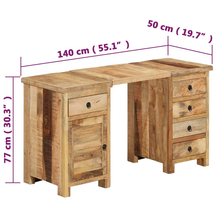 Birou cu postament, 140x50x77 cm, lemn masiv de mango WALTI