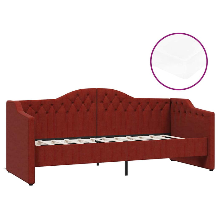 Pat de zi cu saltea & USB, roșu vin, 90x200 cm, textil WALTI