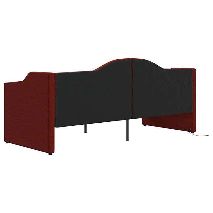 Pat de zi cu saltea & USB, roșu vin, 90x200 cm, textil WALTI
