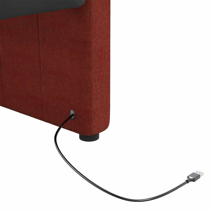 Pat de zi cu saltea & USB, roșu vin, 90x200 cm, textil WALTI