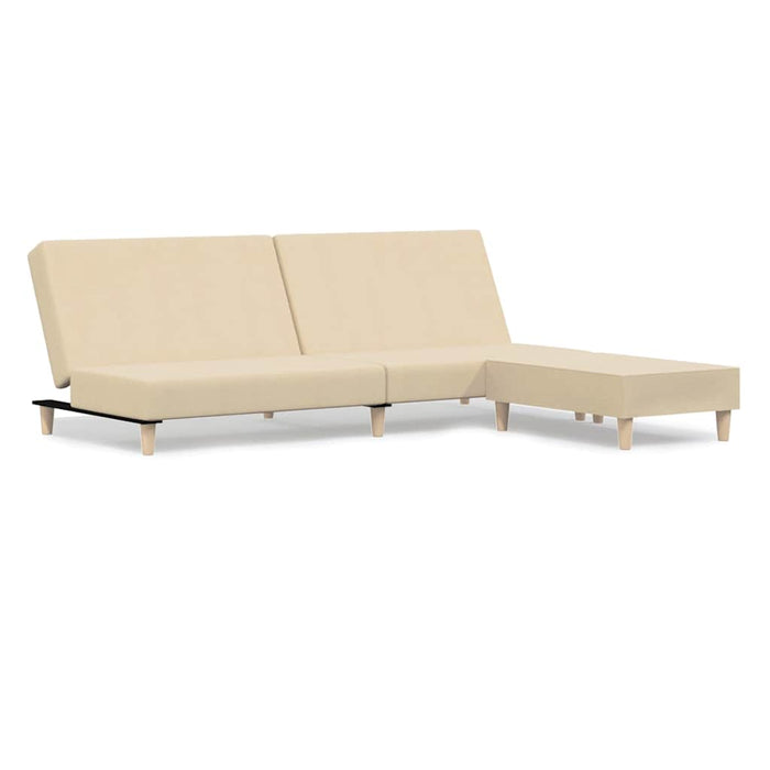 Canapea extensibilă cu 2 locuri și taburet, crem, textil WALTI
