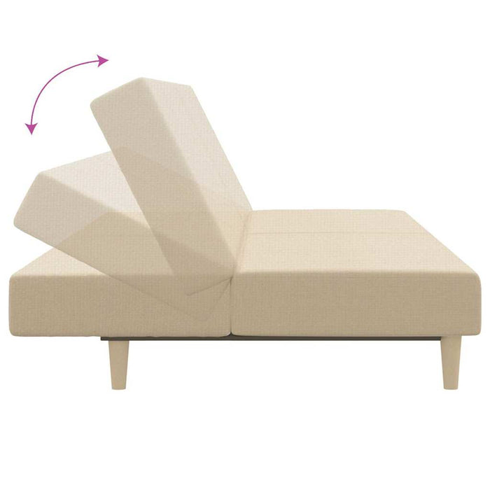 Canapea extensibilă cu 2 locuri și taburet, crem, textil WALTI