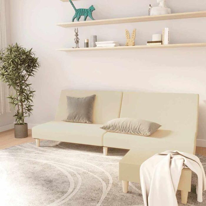 Canapea extensibilă cu 2 locuri și taburet, crem, textil WALTI