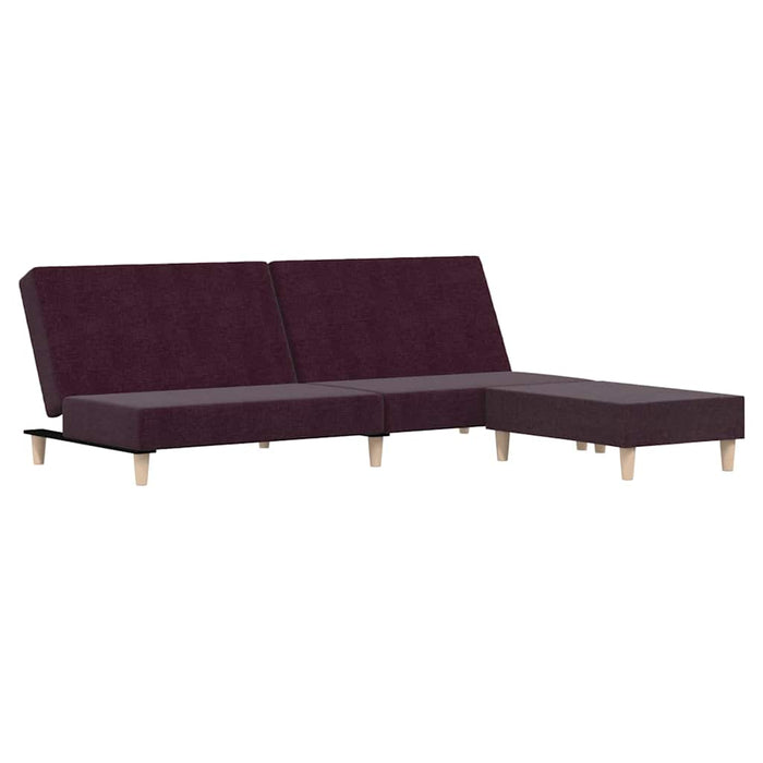 Canapea extensibilă cu 2 locuri și taburet, violet, textil WALTI