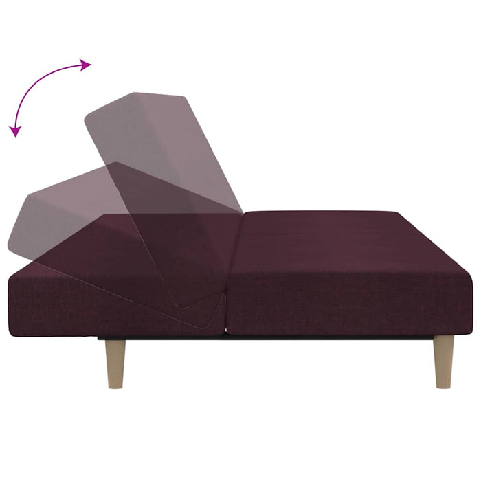 Canapea extensibilă cu 2 locuri și taburet, violet, textil WALTI