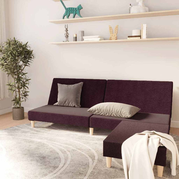 Canapea extensibilă cu 2 locuri și taburet, violet, textil WALTI
