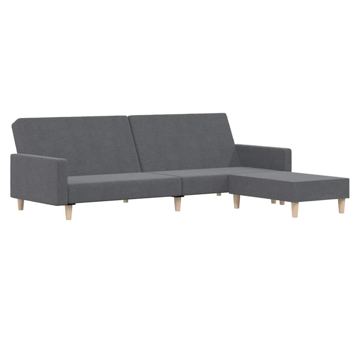 Canapea extensibilă cu taburet, 2 locuri, gri deschis, textil WALTI