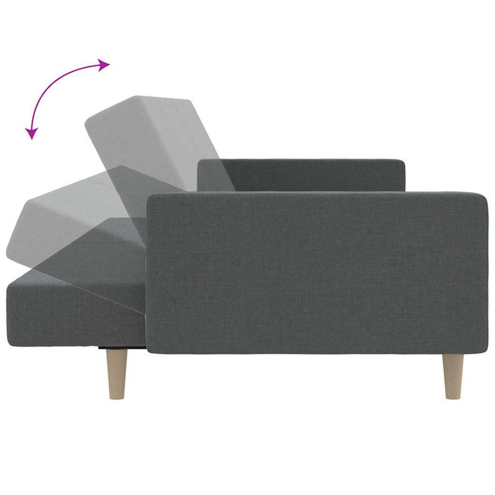 Canapea extensibilă cu taburet, 2 locuri, gri deschis, textil WALTI