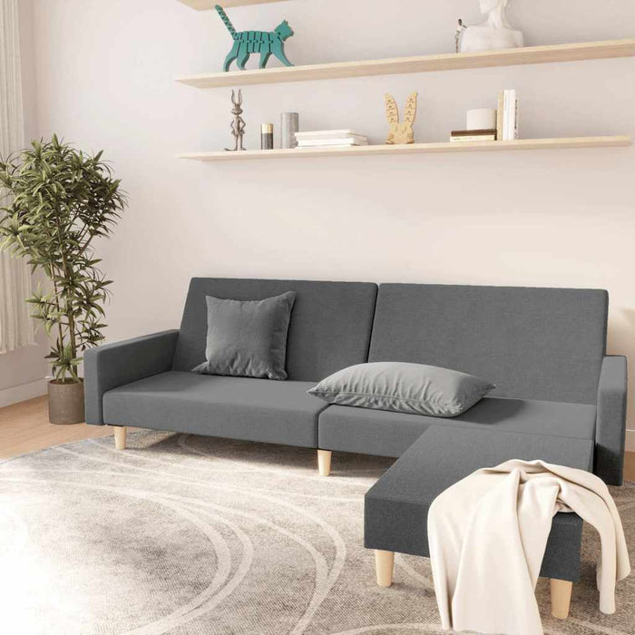 Canapea extensibilă cu taburet, 2 locuri, gri deschis, textil WALTI