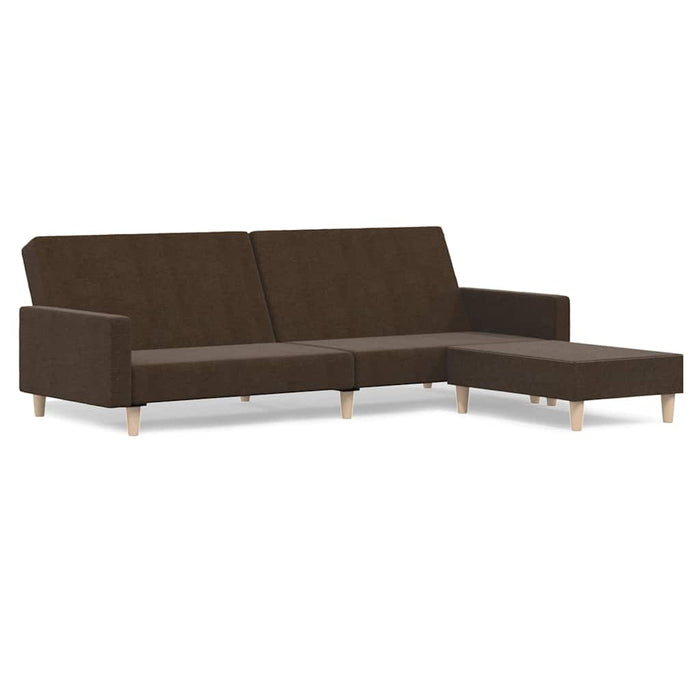 Canapea extensibilă cu taburet, cu 2 locuri, maro, textil WALTI