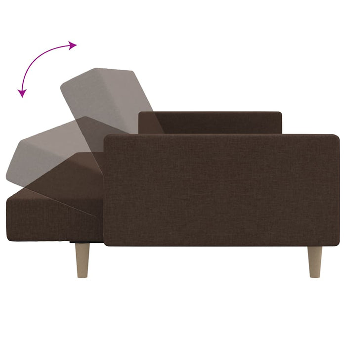 Canapea extensibilă cu taburet, cu 2 locuri, maro, textil WALTI
