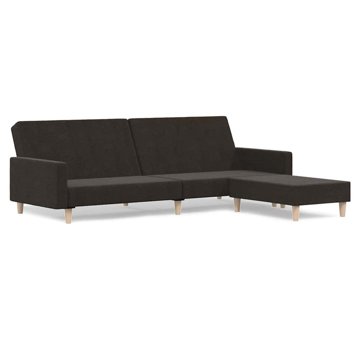 Canapea extensibilă cu taburet, 2 locuri, maro închis, textil WALTI