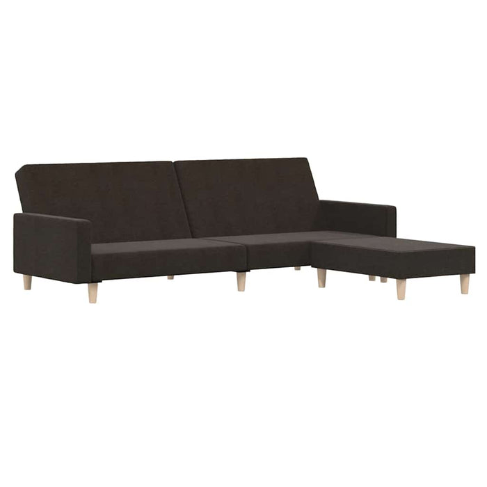 Canapea extensibilă cu taburet, 2 locuri, maro închis, textil WALTI