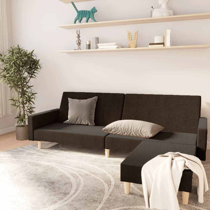 Canapea extensibilă cu taburet, 2 locuri, maro închis, textil WALTI