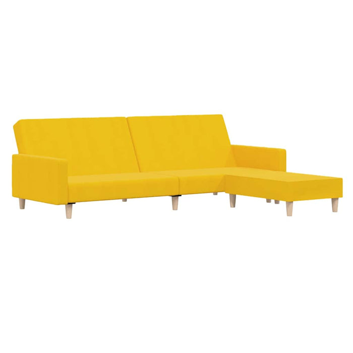 Canapea extensibilă cu taburet, cu 2 locuri, galben, textil WALTI