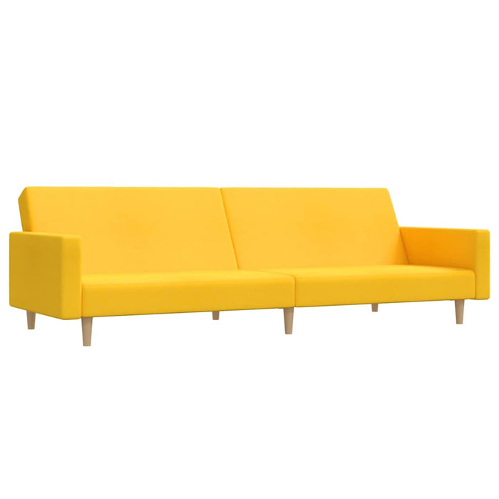Canapea extensibilă cu taburet, cu 2 locuri, galben, textil WALTI