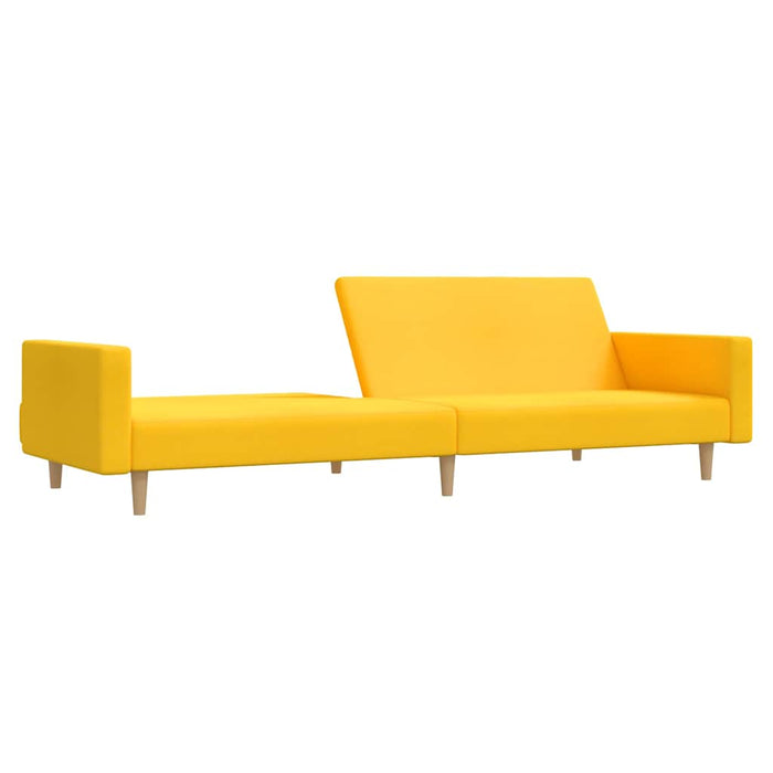 Canapea extensibilă cu taburet, cu 2 locuri, galben, textil WALTI