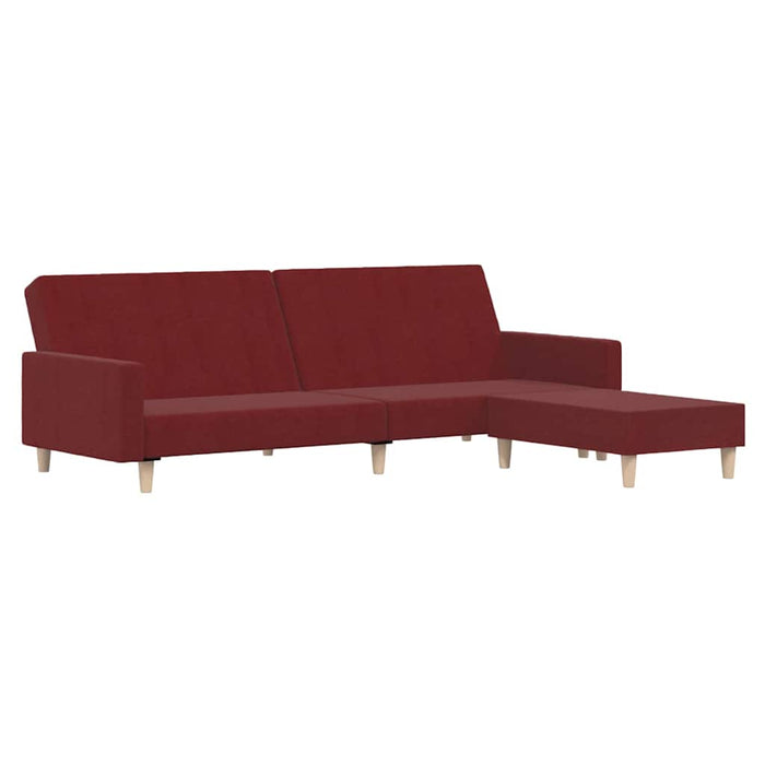 Canapea extensibilă cu taburet, cu 2 locuri, roșu vin, textil WALTI