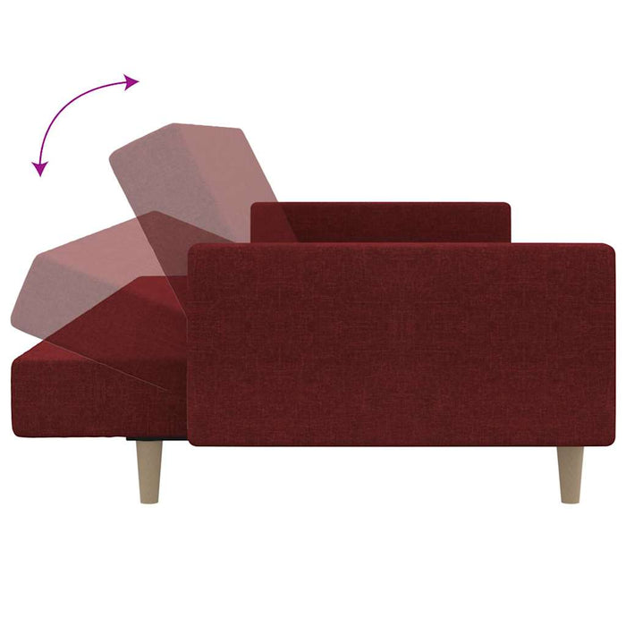 Canapea extensibilă cu taburet, cu 2 locuri, roșu vin, textil WALTI