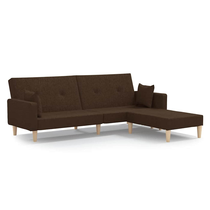 Canapea extensibilă 2 locuri, cu taburet, maro, textil WALTI