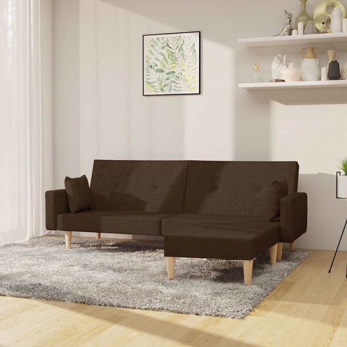 Canapea extensibilă 2 locuri, cu taburet, maro, textil WALTI