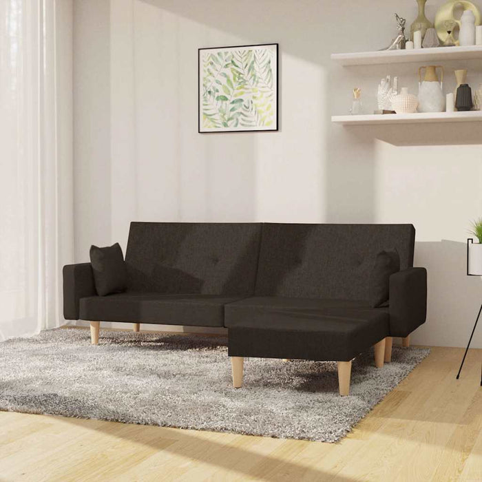 Canapea extensibilă 2 locuri, cu taburet, maro închis, textil WALTI