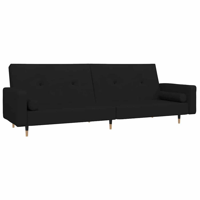 Canapea extensibilă 2 locuri, cu taburet, negru, catifea WALTI