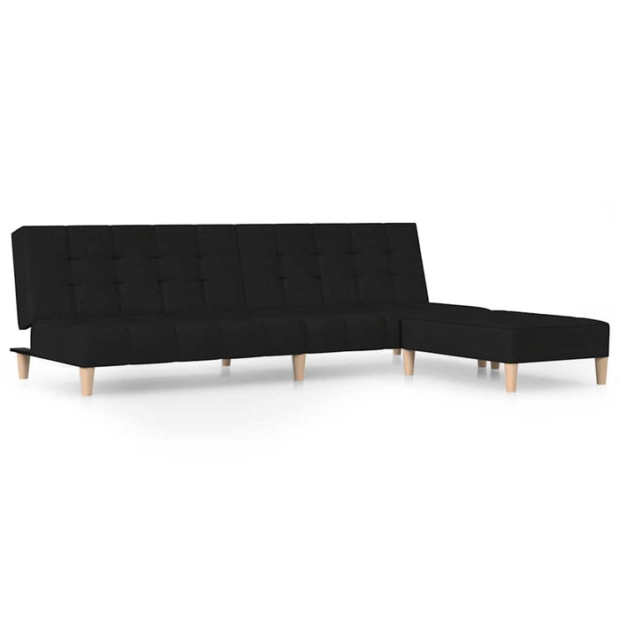 Canapea extensibilă cu taburet, cu 2 locuri, negru, textil WALTI