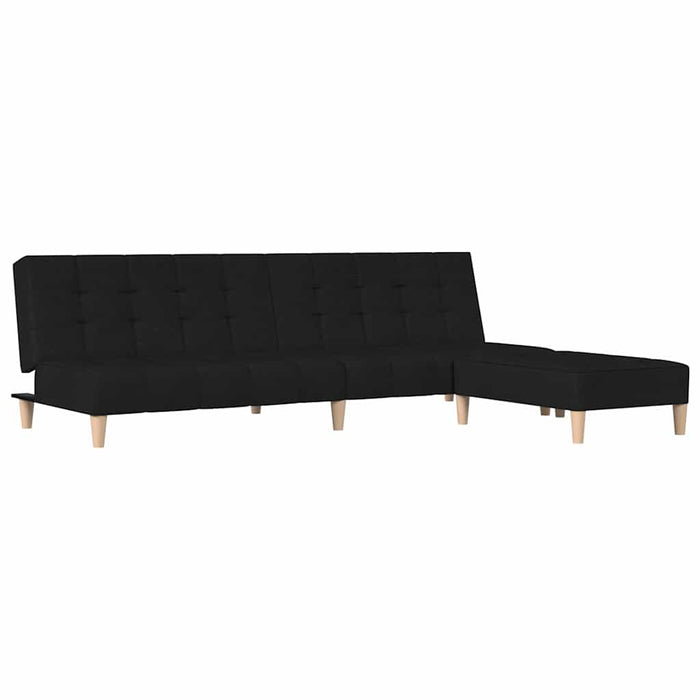 Canapea extensibilă cu taburet, cu 2 locuri, negru, textil WALTI
