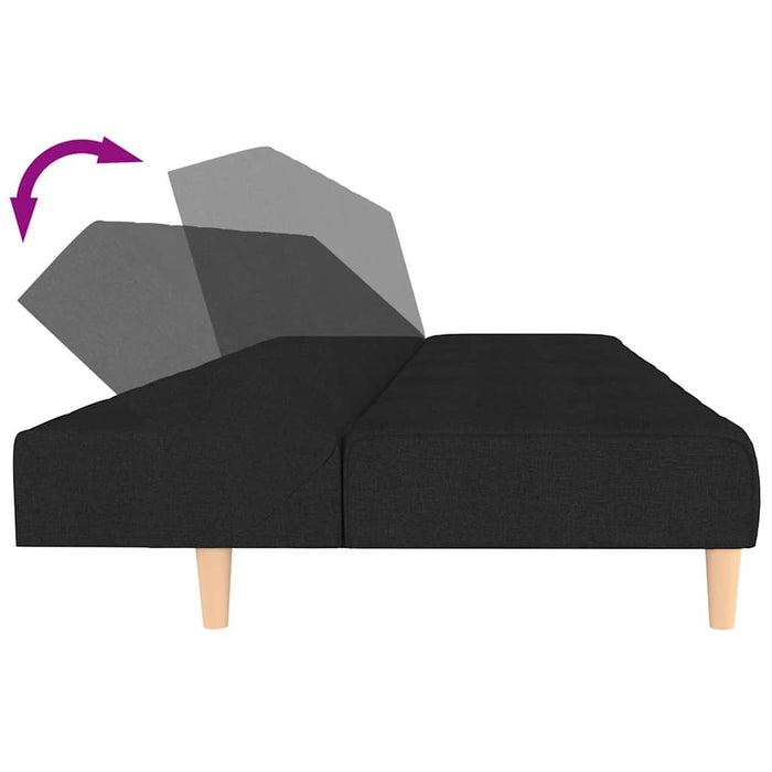 Canapea extensibilă cu taburet, cu 2 locuri, negru, textil WALTI