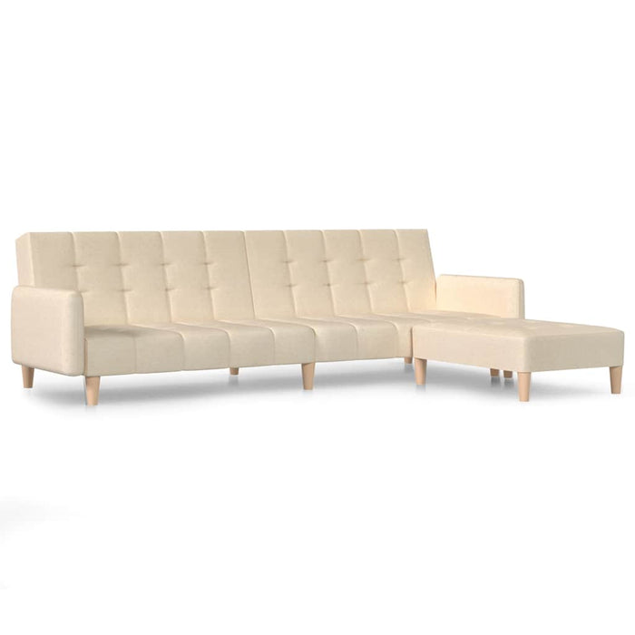 Canapea extensibilă cu taburet, 2 locuri, crem, textil WALTI