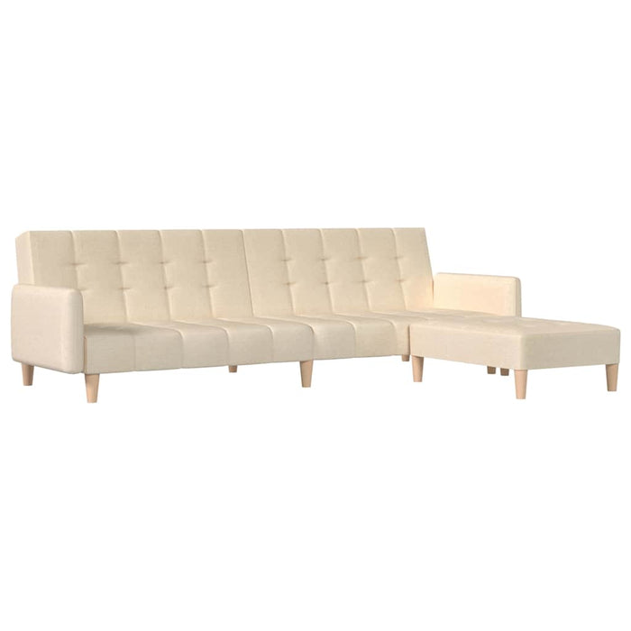 Canapea extensibilă cu taburet, 2 locuri, crem, textil WALTI