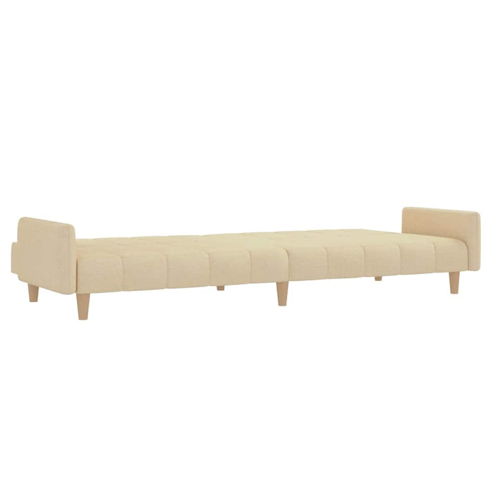 Canapea extensibilă cu taburet, 2 locuri, crem, textil WALTI