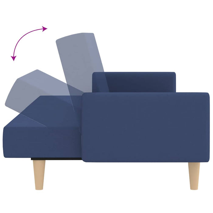 Canapea extensibilă cu 2 locuri și taburet, albastru, textil WALTI