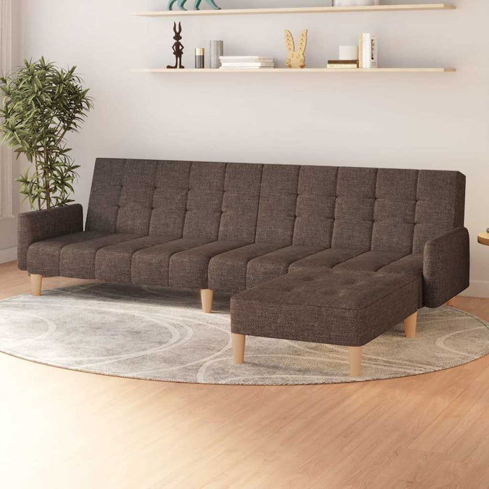 Canapea extensibilă cu taburet, 2 locuri, gri taupe, textil WALTI