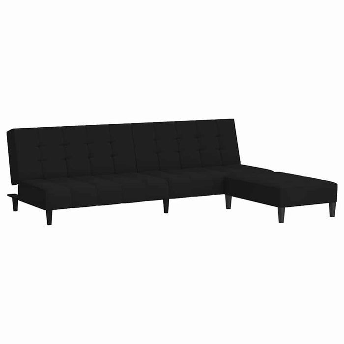 Canapea extensibilă cu taburet, 2 locuri, negru, catifea WALTI