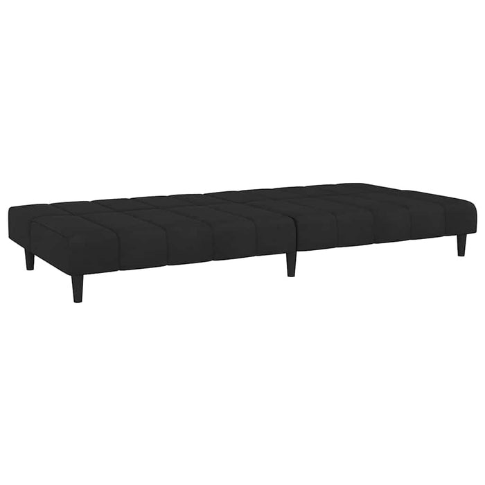 Canapea extensibilă cu taburet, 2 locuri, negru, catifea WALTI