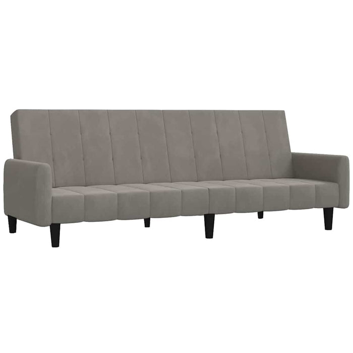 Canapea extensibilă cu taburet, 2 locuri, gri deschis, catifea WALTI