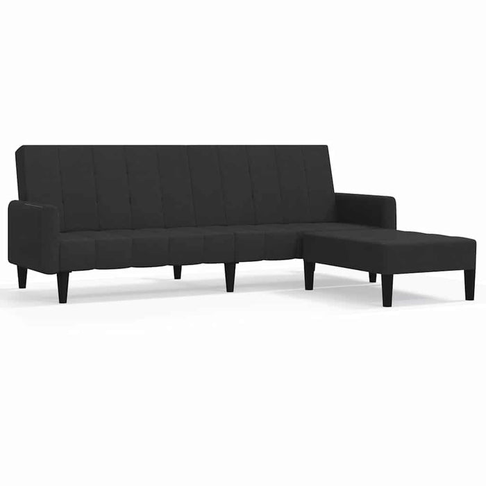 Canapea extensibilă 2 locuri, cu taburet, negru, catifea WALTI