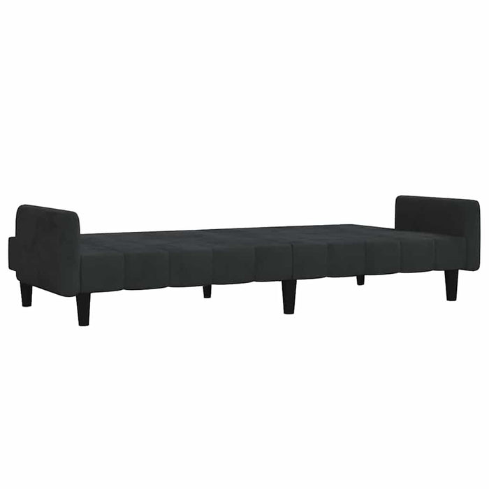 Canapea extensibilă 2 locuri, cu taburet, negru, catifea WALTI