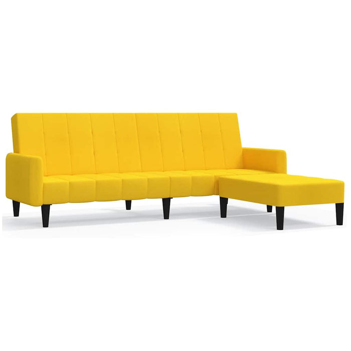 Canapea extensibilă 2 locuri, cu taburet, galben, catifea WALTI