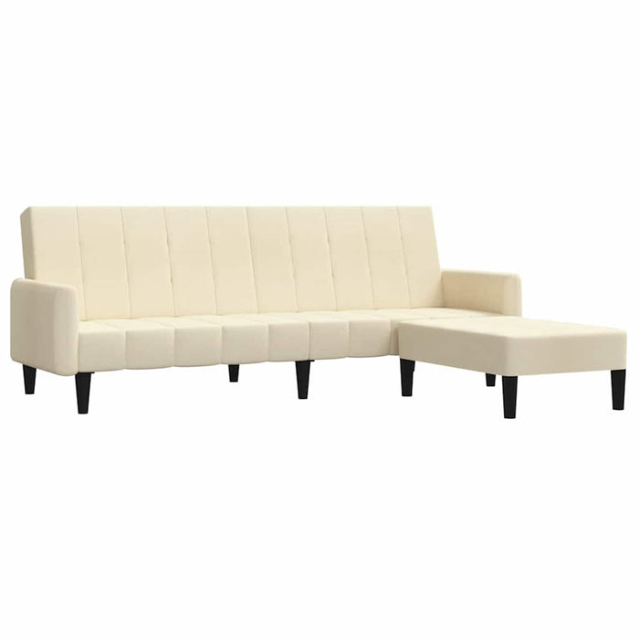Canapea extensibilă 2 locuri, cu taburet, crem, catifea WALTI